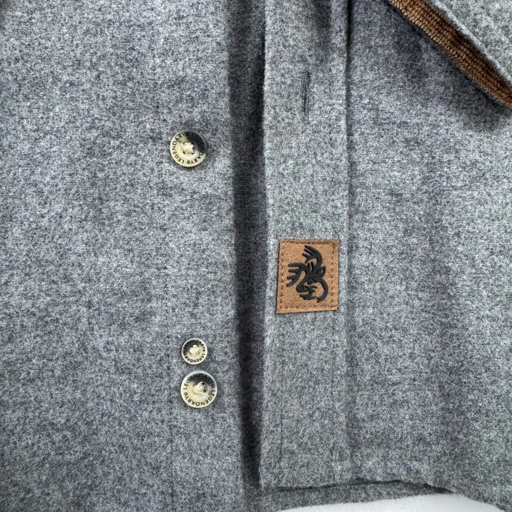 Legendary Whitetails Mens Gray Cotton Flannel Shirt Corduroy Trim LG POLW-6692 - Picture 7 of 10